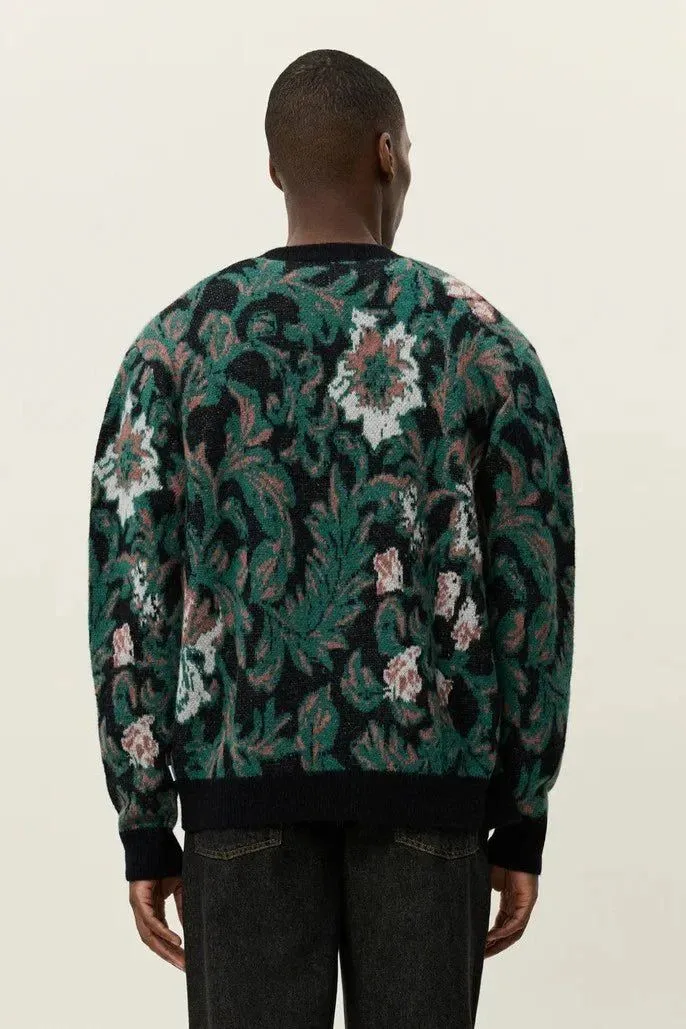 Jacquard dark blue sweater